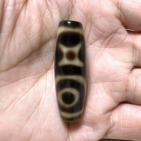 Two Eyed and Star Dzi Bead with Blood Spots