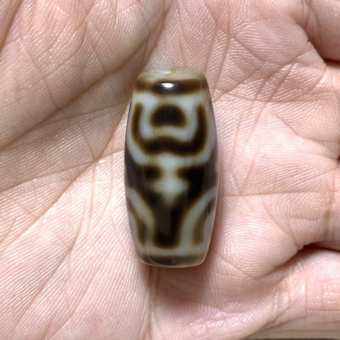 Lotus and Vase Dzi Bead with Blood Spots