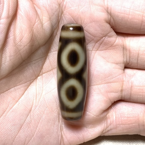 Three Buddha Eyed Dzi Bead with Blood Spots