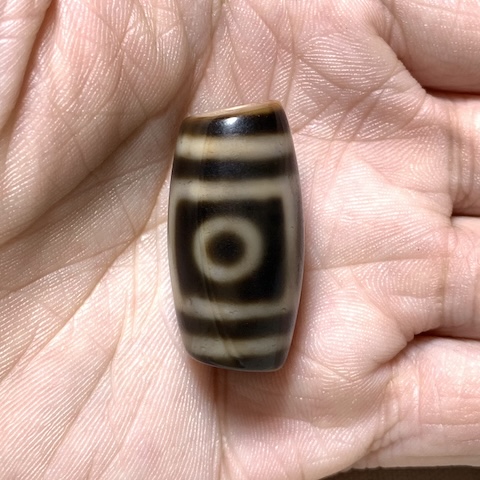 Three Eyed Dzi Bead with Blood Spots