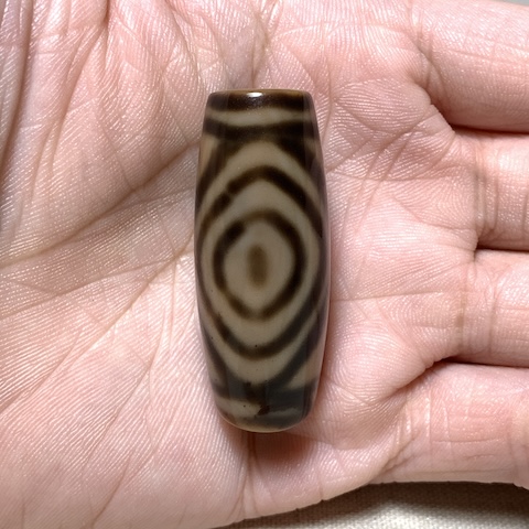 Three Eyed Dzi Bead with Blood Spots