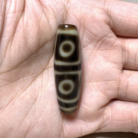 Four Eyed Dzi Bead with Blood Spots