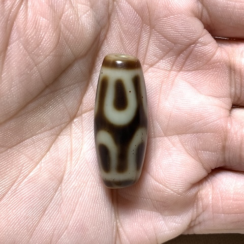 Eight Petal Lotus Dzi Bead with Blood Spots