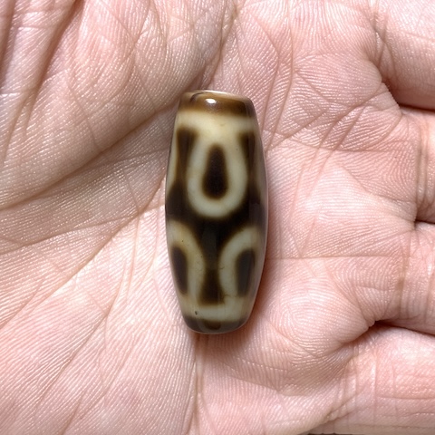 Eight Petal Lotus Dzi Bead with Blood Spots