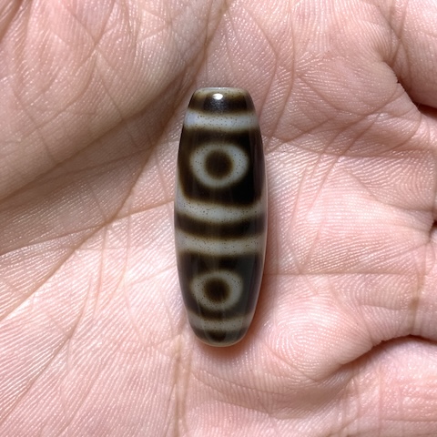Four Eyed Dzi Bead with Blood Spots