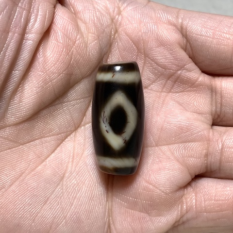 Three Buddha Eyed Dzi Bead with Blood Spots