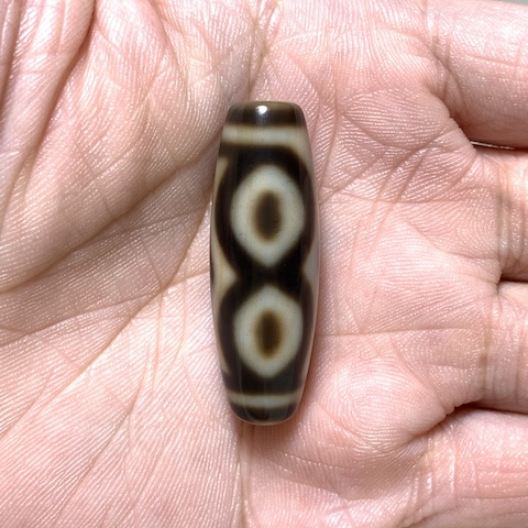 Bodhi and Two Eyed Dzi Bead with Blood Spots
