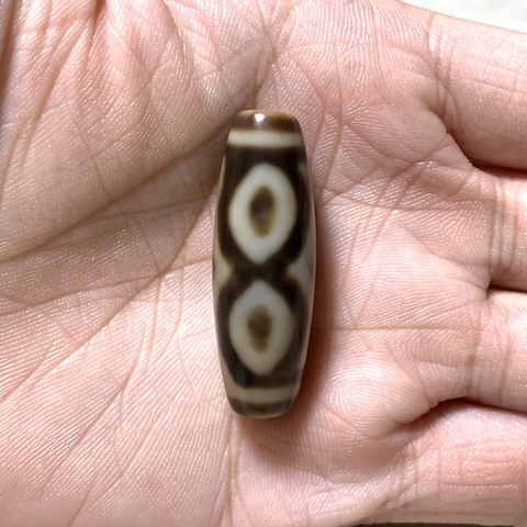 Bodhi and Two Eyed Dzi Bead with Blood Spots